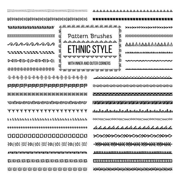 Ethnic Style Pattern Brushes Set — Stock Vector