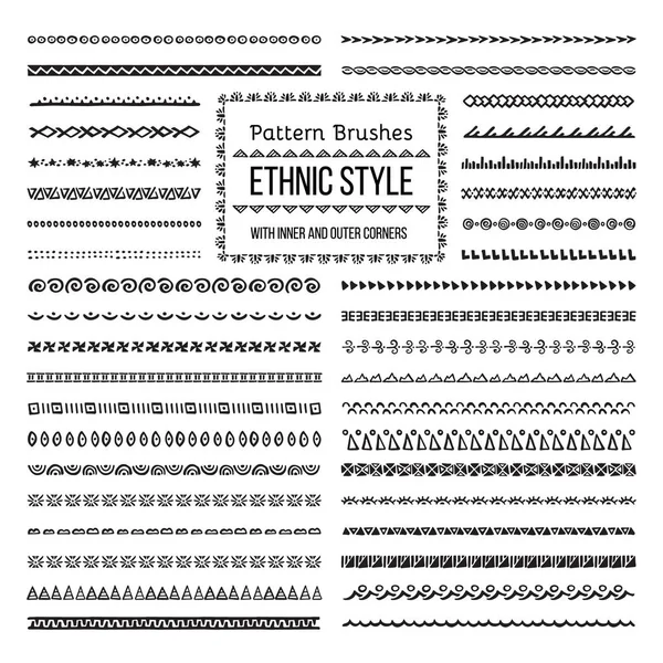 Ethnic Style Pattern Brushes Set — Stock Vector