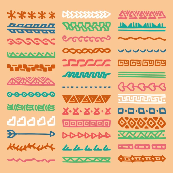 Borders Collection in Ethnic Style — Stock Vector