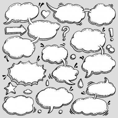 Collection of Hand Drawn Speech Bubbles clipart
