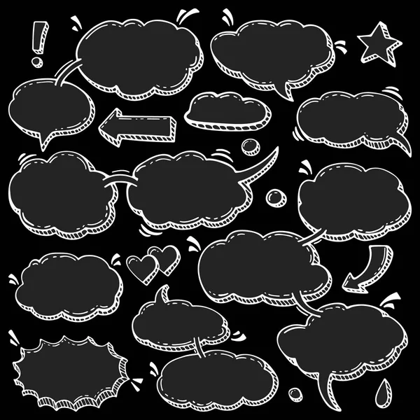 Coleção de bolhas de fala desenhadas à mão — Vetor de Stock
