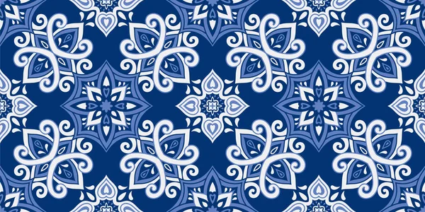 Azulejos Tile Vector Seamless Pattern — Stock Vector