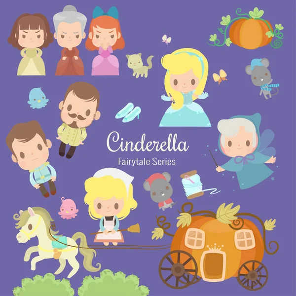 Personagens Bonitos Ilustrações História Cinderella —  Vetores de Stock