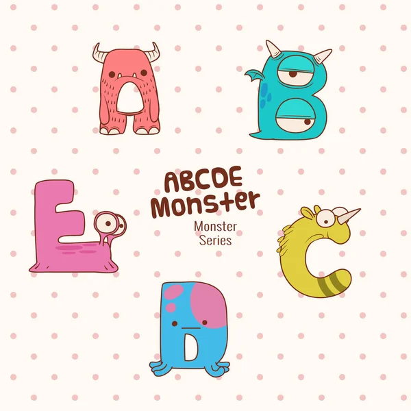 Cute Monster Characters Collection Funny Expression Kids — 스톡 벡터