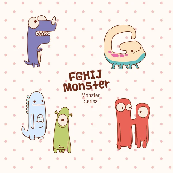 Cute Monster Characters Collection Funny Expression Kids — 스톡 벡터