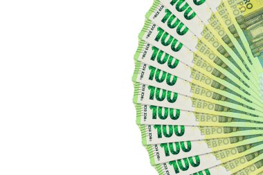 Kopya alanı ile ekonomiyi gösteren yaklaşık 100 avroluk banknotlar