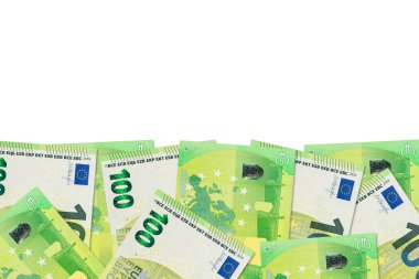 Kopya alanı ile ekonomiyi gösteren yaklaşık 100 avroluk banknotlar