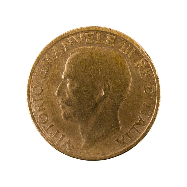 Italských Centesimi Mince 1931 Reverzní Izolované Bílém Pozadí — Stock fotografie