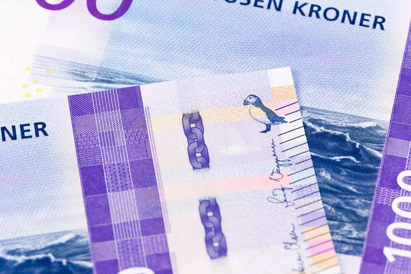 Detail Nové 1000 Norských Korunových Bankovek Obráceně — Stock fotografie