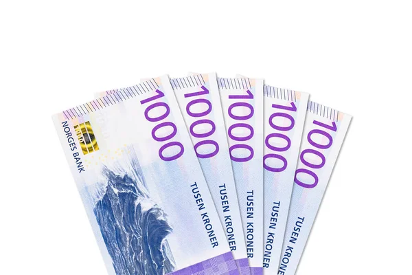 Algunos Billetes Nuevos 1000 Coronas Noruegas Con Espacio Para Copias — Foto de Stock