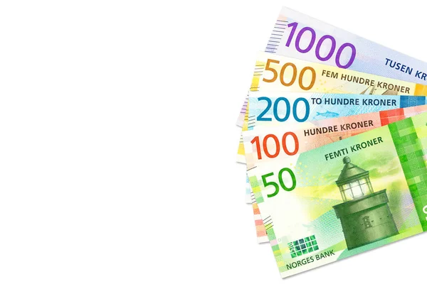 Néhány Norvég Koronabankjegy Amelyek Közgazdaságtant Fénymásolási Hellyel Jelölik — Stock Fotó