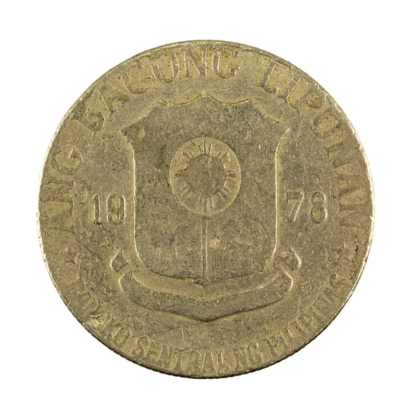 Filipínská Peso Mince 1978 Lícové Izolované Bílém Pozadí — Stock fotografie