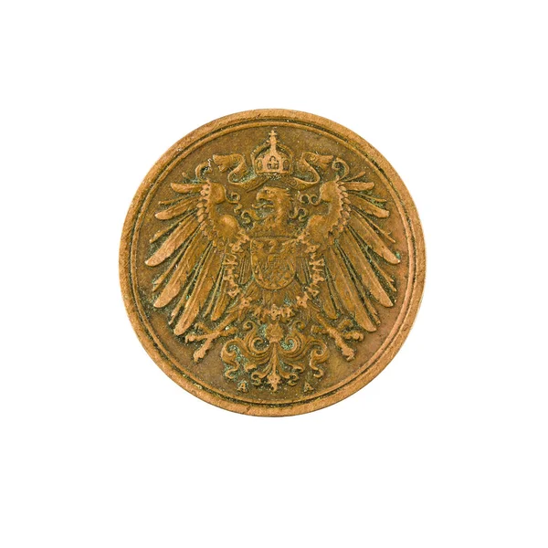 1German Reichspfennig硬币 1907年 在白色背景上反向分离 — 图库照片