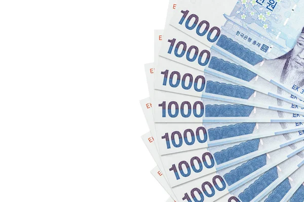 Около 1000 Южных Корейцев Выиграли Банкноты Указывающие Экономику Копировальным Пространством — стоковое фото