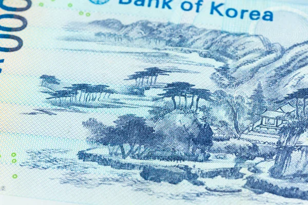 Деталі 1000 Південного Кореану Вигравали Банкноту Зворотному Порядку — стокове фото