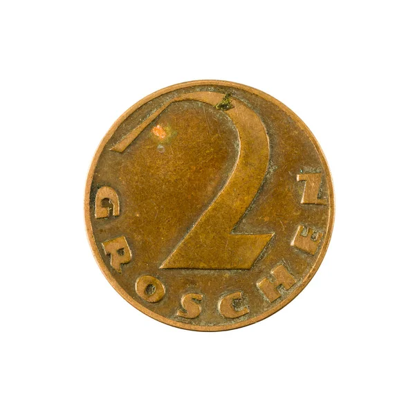 Austriska Groschen Mynt 1926 Framsida Isolerad Vit Bakgrund — Stockfoto