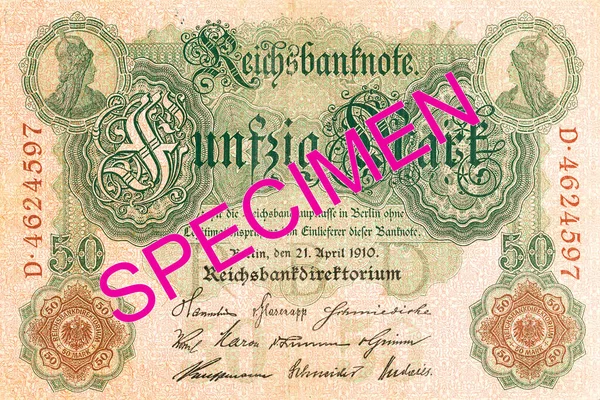 Alman Banknotu 1910 Ters — Stok fotoğraf