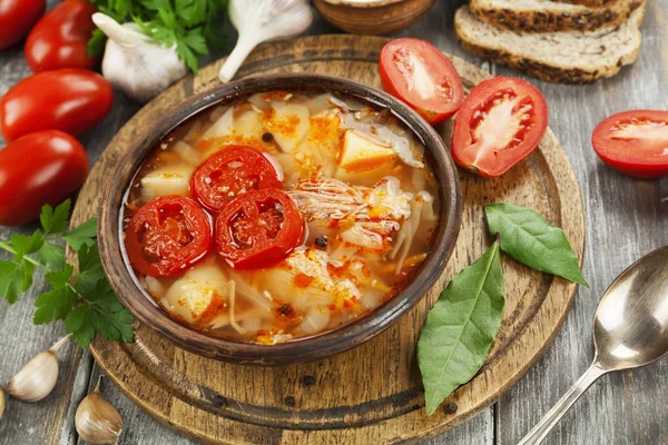 Soup with cabbage and meat — Stock Photo, Image