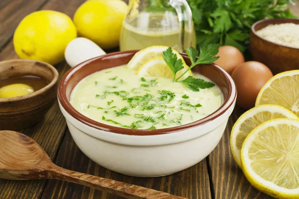 Sopa de limón griega — Foto de Stock