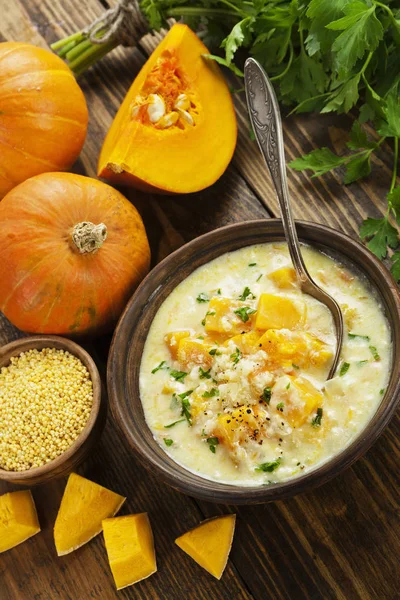 Cheese soup with pumpkin — Stock Photo, Image