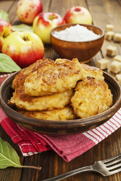 Sweet pancakes with apple — Stock Photo, Image