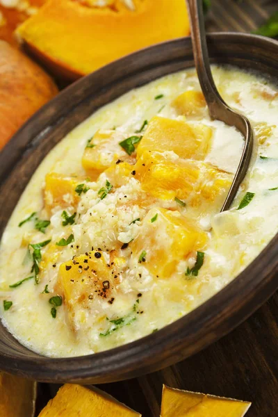 Cheese soup with pumpkin — Stock Photo, Image