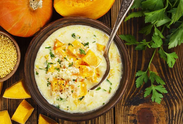 Cheese soup with pumpkin — Stock Photo, Image