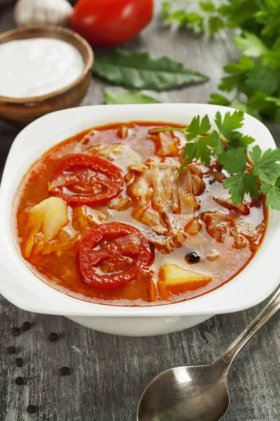 Soup with cabbage and meat — Stock Photo, Image