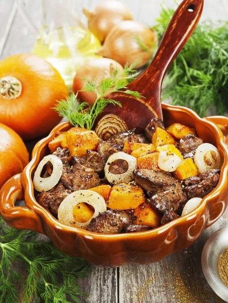 Pumpkin with chicken liver — Stock Photo, Image