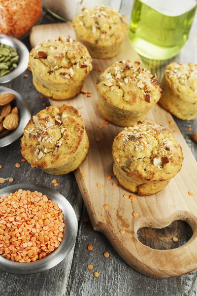 Lentil muffins on the table