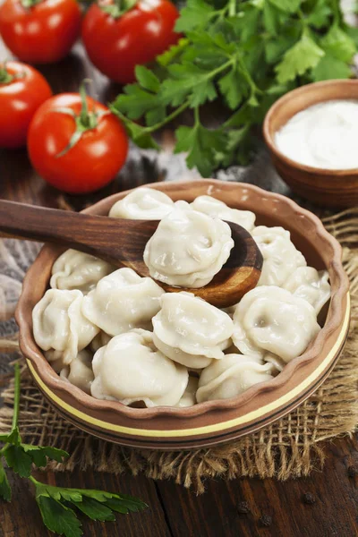 Dumplings in de pot — Stockfoto