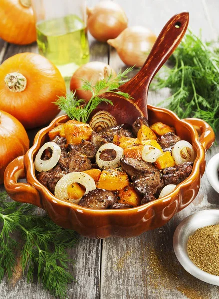 Pumpkin with chicken liver — Stock Photo, Image