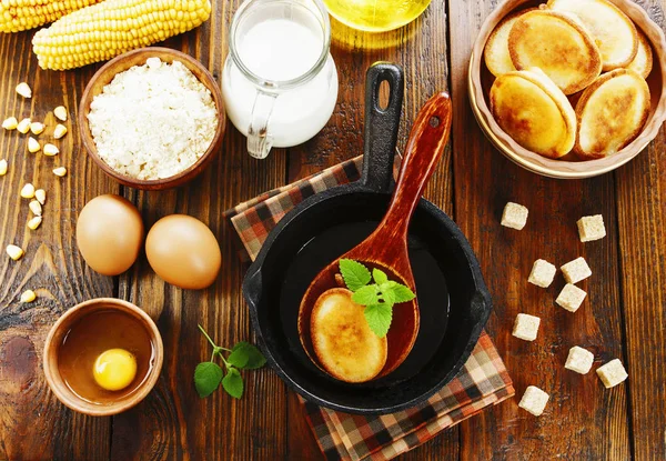 Corn pancakes on the table — Stock Photo, Image