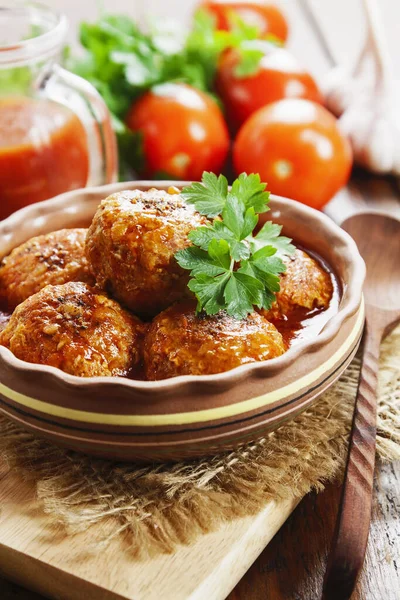 Albóndigas con arroz — Foto de Stock