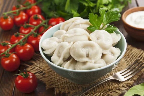 Delicious Dumplings Pot Table — Stock Photo, Image