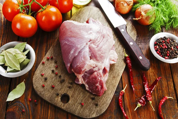Raw Meat Pork Cutting Board — Stock Photo, Image