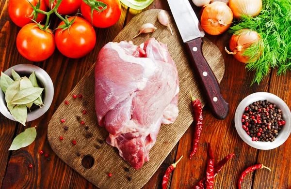 Raw Meat Pork Cutting Board — Stock Photo, Image