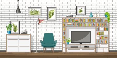 Modern oturma odası iç ekipman illüstrasyon