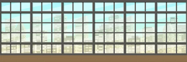 Nahtloser Innenhintergrund mit Fenstern, Panorama — Stockvektor