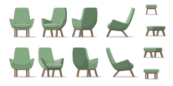 Иллюстрация кресла в разных ракурсах — стоковый вектор