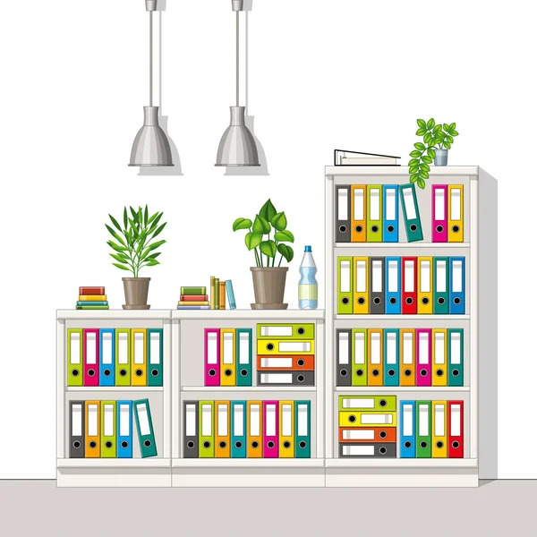 Ilustração de equipamentos interiores de um escritório doméstico moderno —  Vetores de Stock