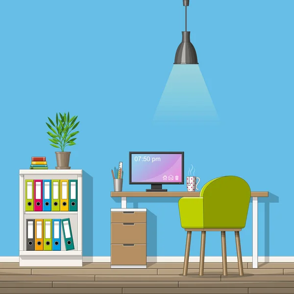 Illustration de l'équipement intérieur d'un bureau à domicile moderne — Image vectorielle