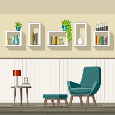 Bir oturma odası iç ekipman illüstrasyon
