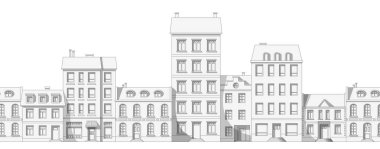 Sorunsuz ince çizgi cityscape çizgi film arka plan