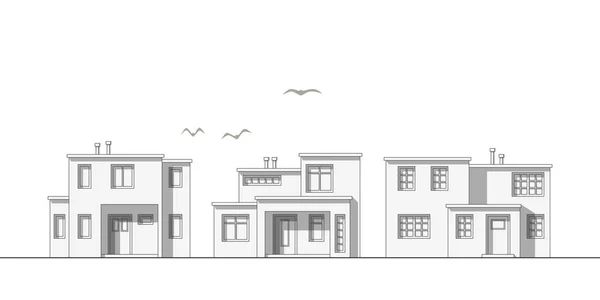 Illustratie van moderne dunne lijn familie huizen — Stockvector