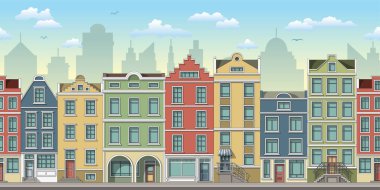 Eski evleri ile sorunsuz cityscape arka plan