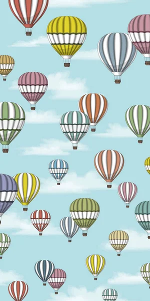 Ilustración de algunos globos de aire caliente frente al cielo azul — Archivo Imágenes Vectoriales