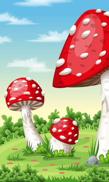 Vertical cartoon nature background for mobile phone screen