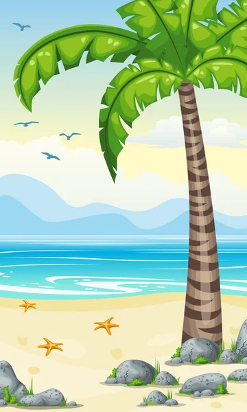 Desenhos animados verticais tropical natureza fundo para tela do telefone móvel e design de jogo — Vetor de Stock