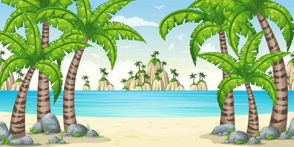 热带滨海景观的插图 — 图库矢量图片
